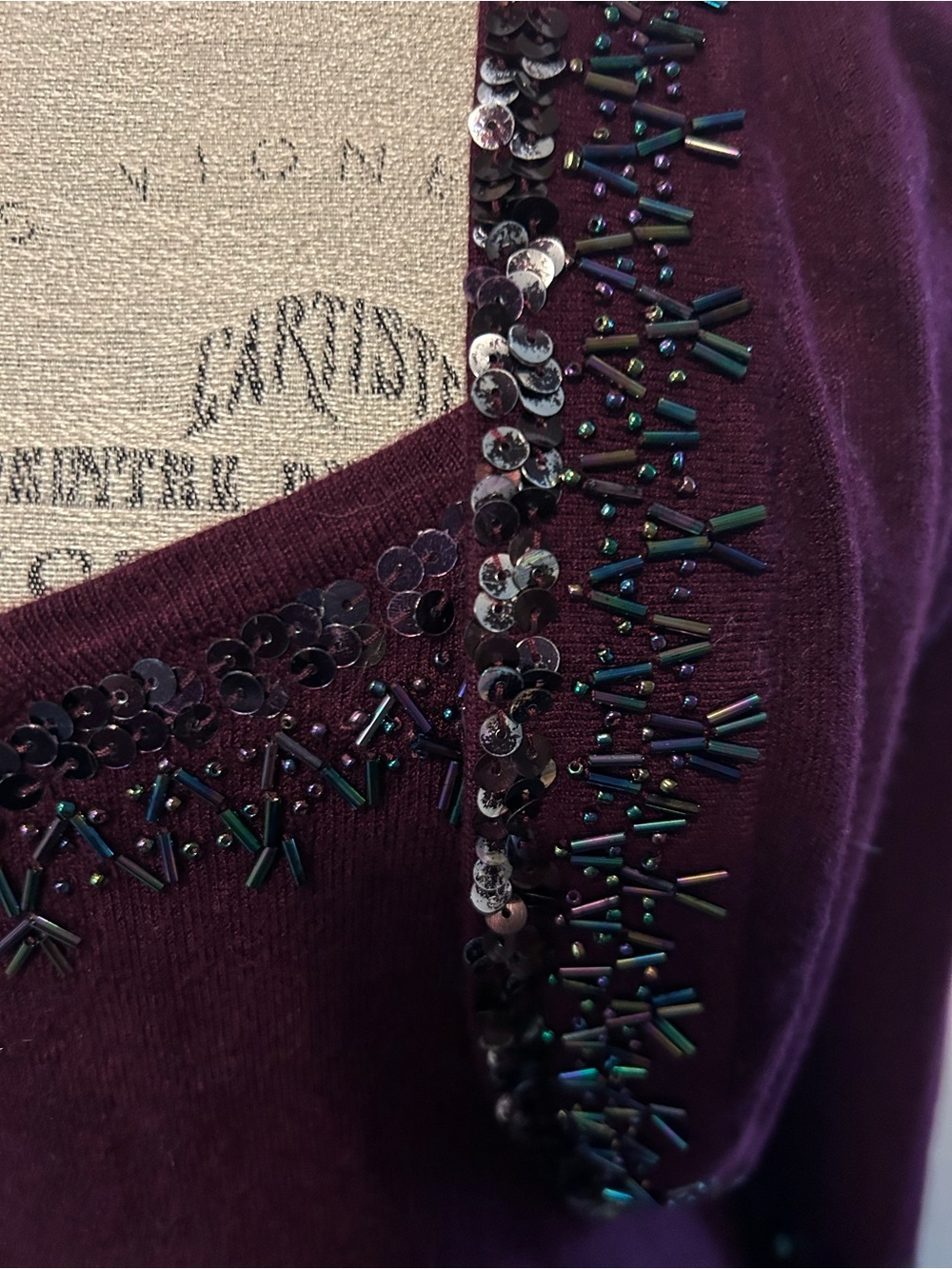 Plum Beaded & Sequined Bolero And Tank Set - Picture 5 of 7